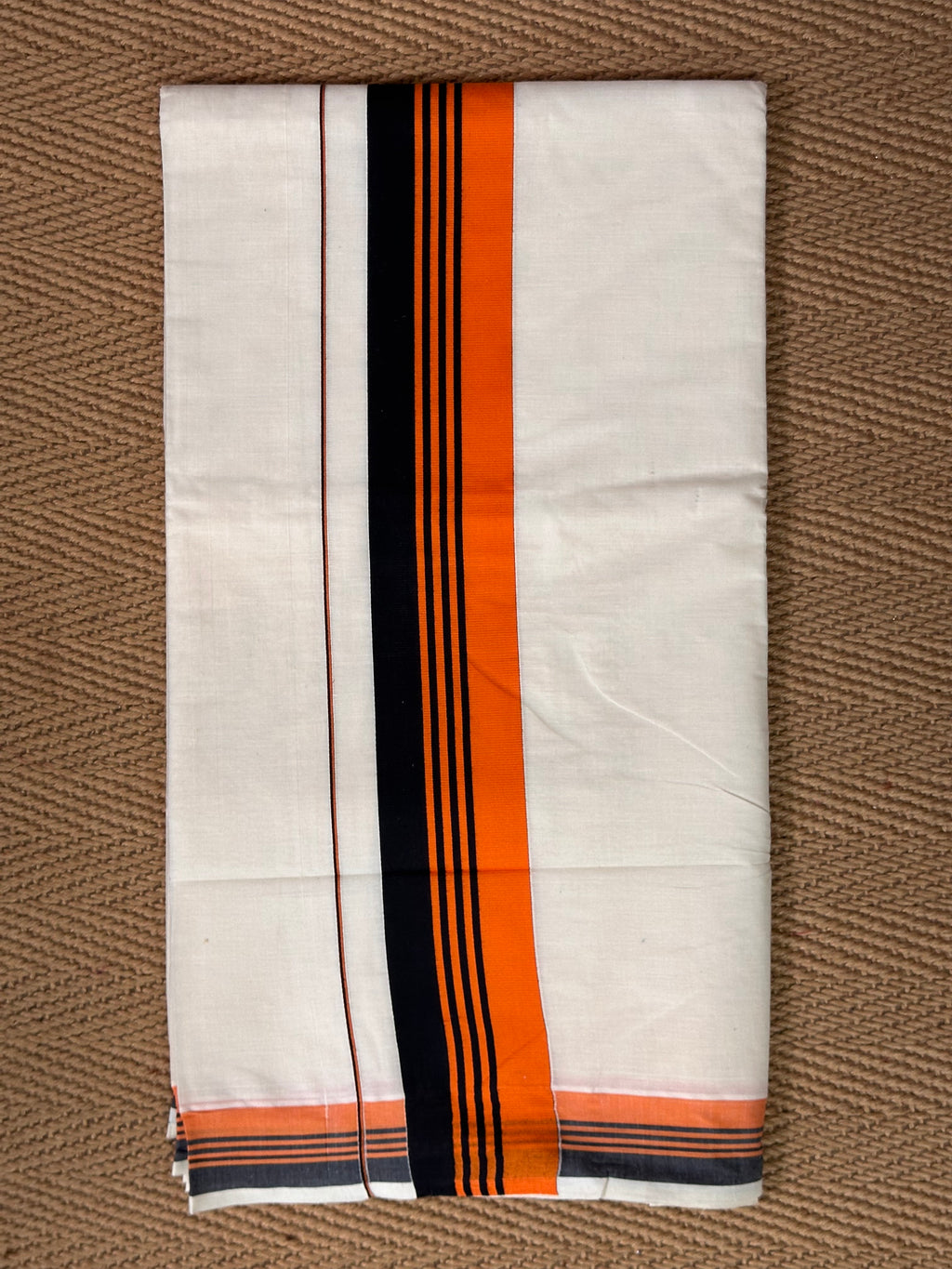 Black and orange border set saree