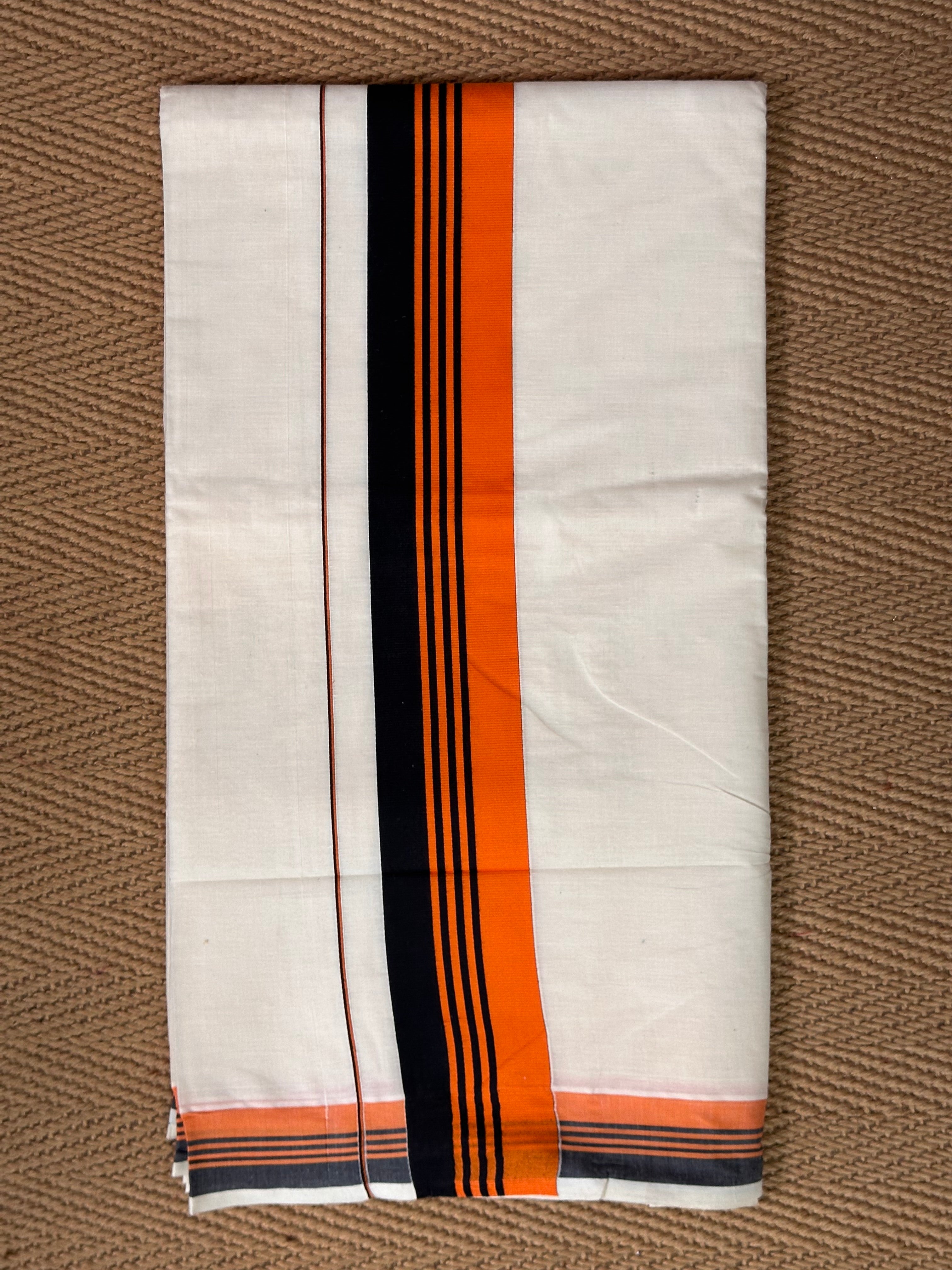 Black and orange border set saree