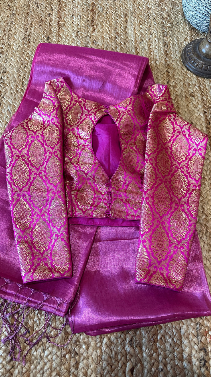 Light weight handwoven Cotton tissue saree