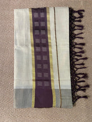Tissue set saree with Brown border