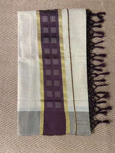Tissue set saree with Brown border