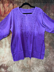 Lavender ombre chikankari short kurti