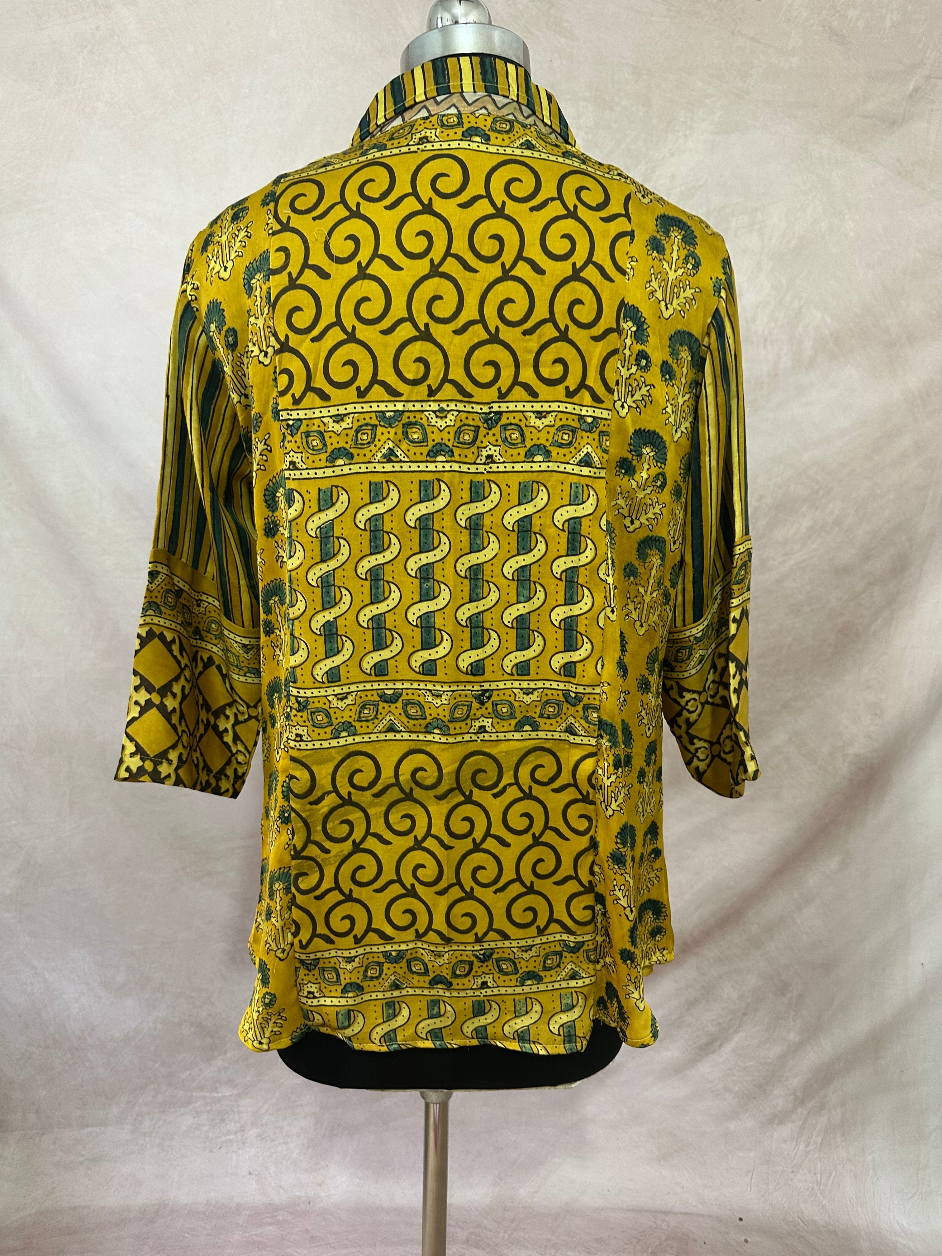Pure Modal silk shirt with hand block print