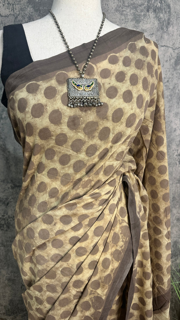 Vanaspati Ajrakh cotton sarees with hand block print with natural dye