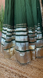 Dark Olive green 10 m flare skirt for garba with dupatta
