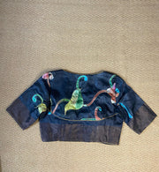 Tussar silk blouse with kalamkari and ari work