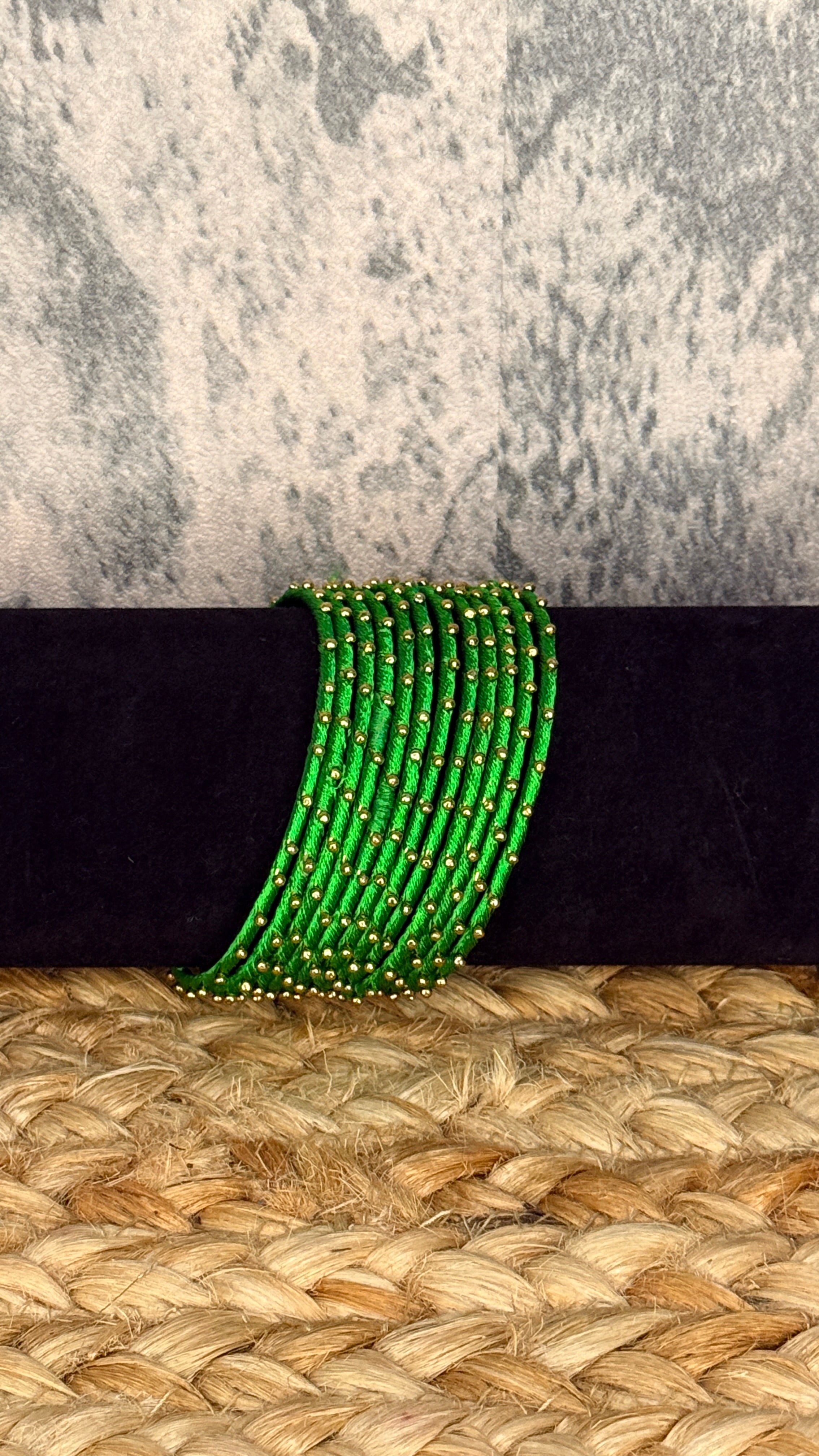 Green thread bangle set (12 number)- 2.4
