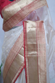 Pure chanderi silk saree with katan border, with BP