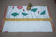 Handloom cotton saree with mural hand paint