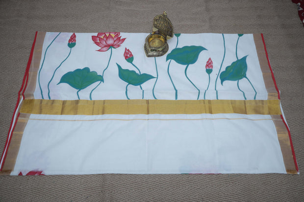 Handloom cotton saree with mural hand paint