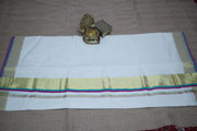 Set saree with copper sulfate blue , majenta and gold border
