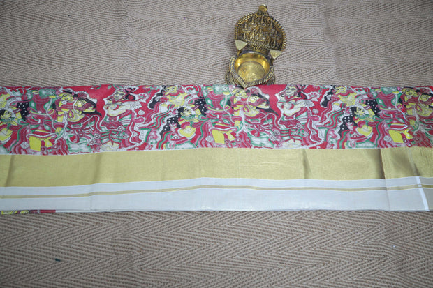 Set saree with digital printed mural art