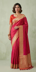 Banarasi Tanchoi Silk Saree with stitched blouse