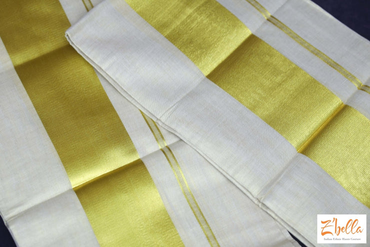 3 Gold Zari Border Set Mundu Set Mundu