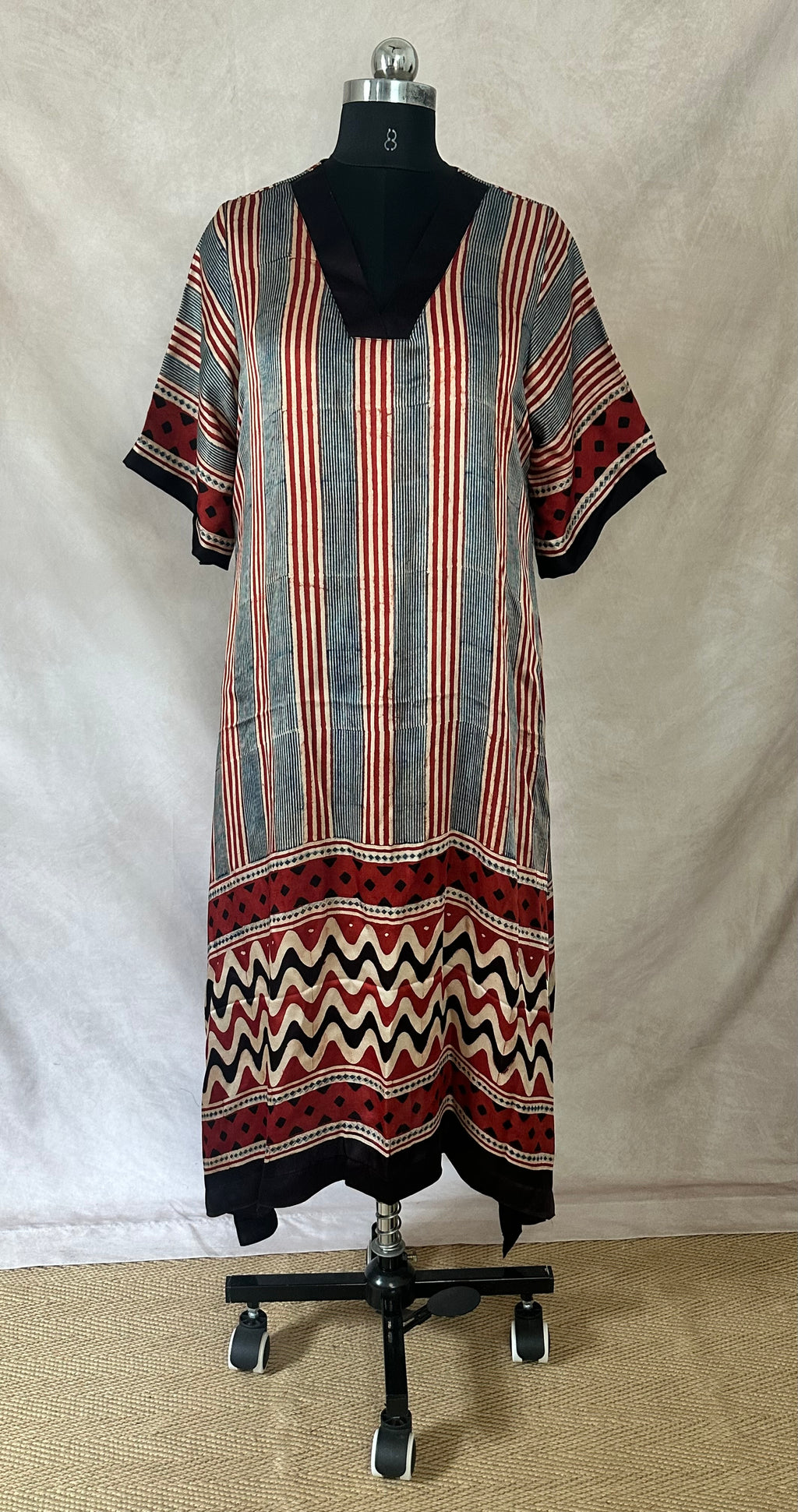 Designer Ajrakh modal silk dress
