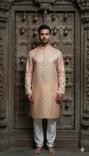 Peach Silk kurta with bottom