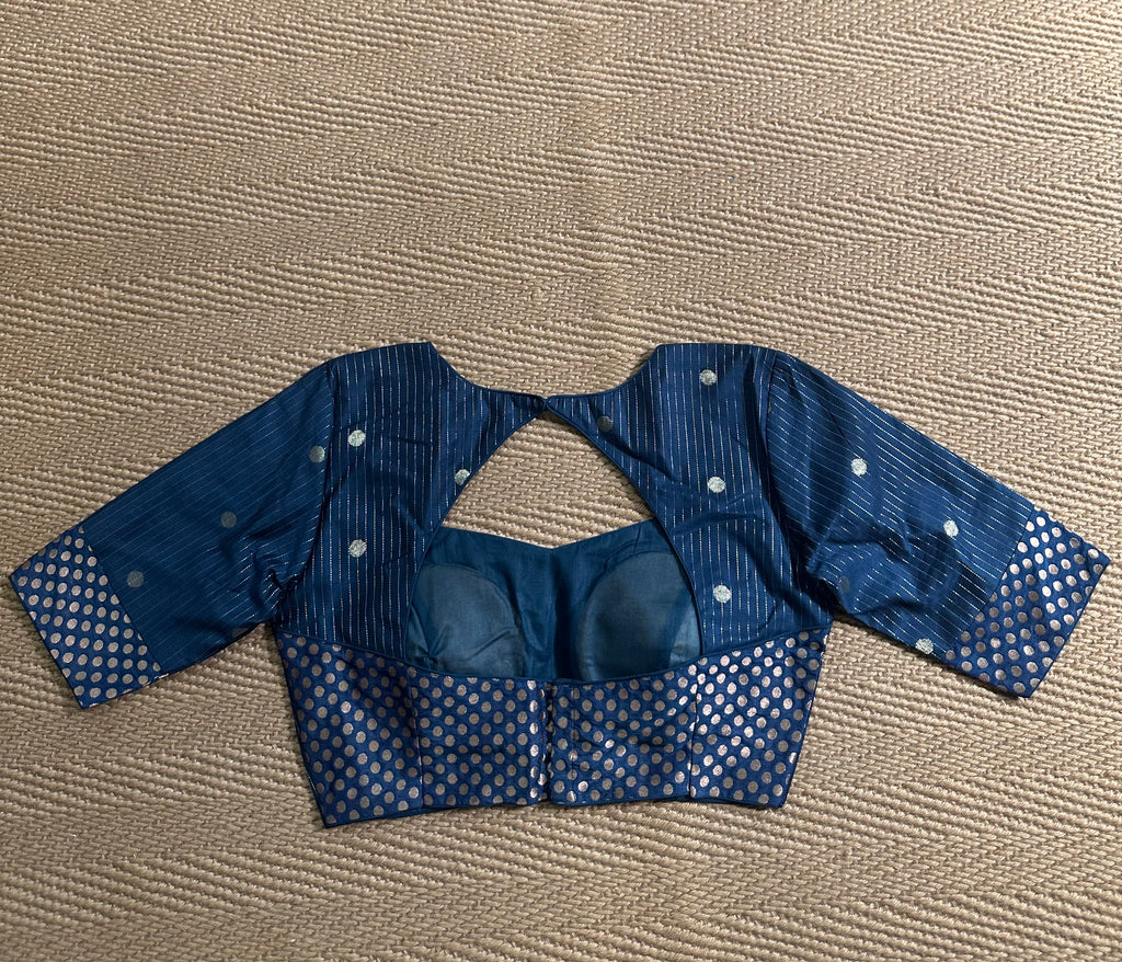 Peacock green silk cotton blouse with sleeves
