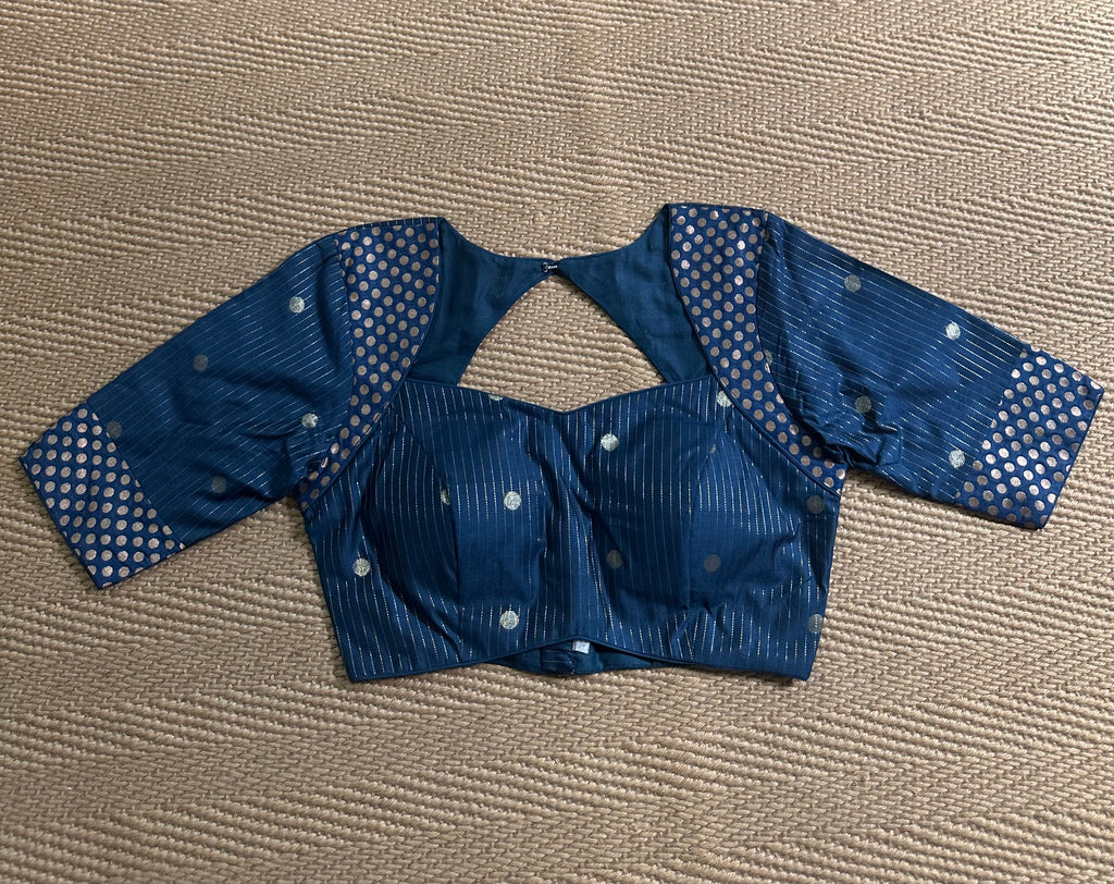 Peacock green silk cotton blouse with sleeves