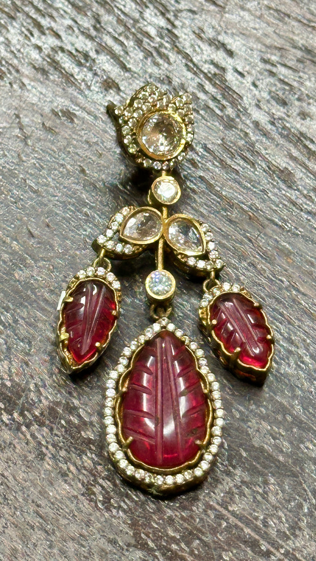 Ruby Red Stone Earrings