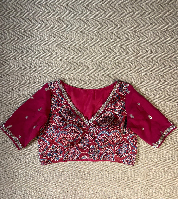 Modal silk blouse with hand emroidery