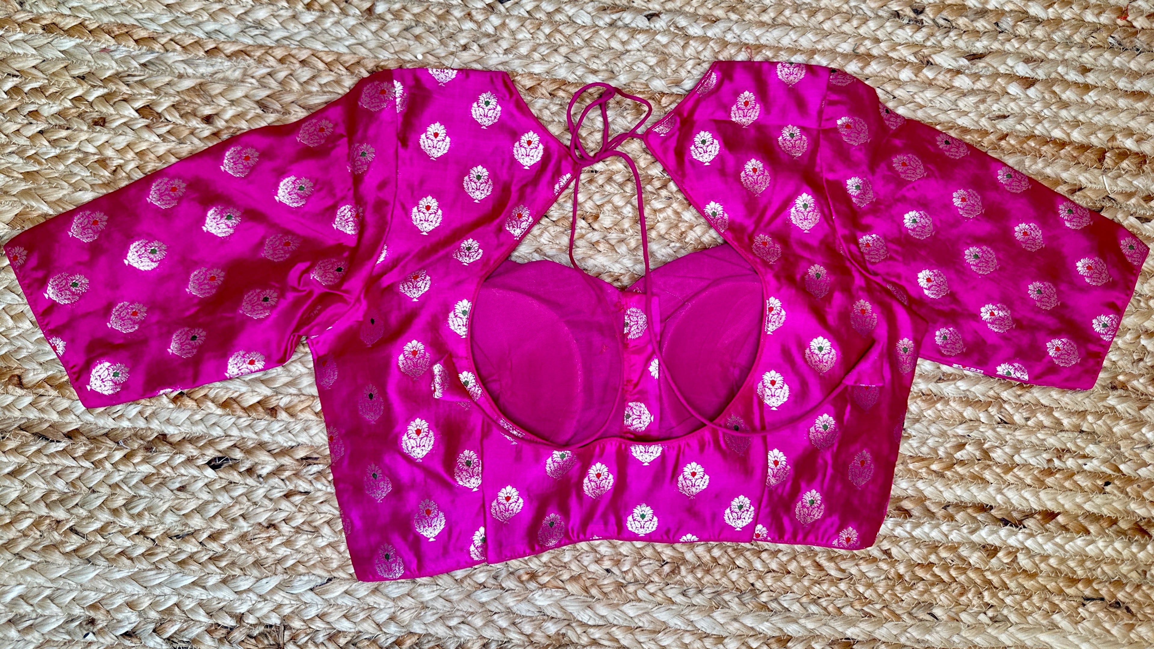 Pink and silver brocade blouse