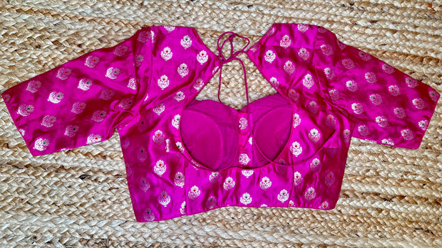Pink and silver brocade blouse