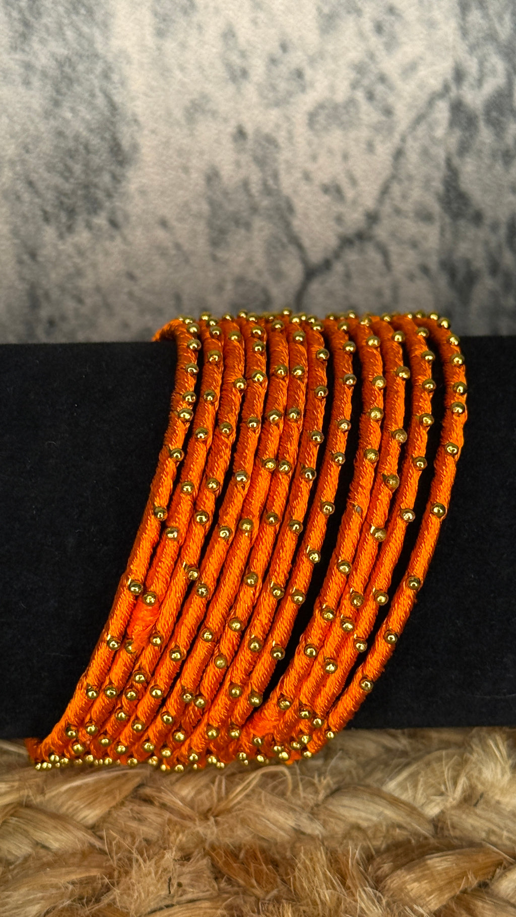 Orange thread bangle set (12 number)- 2.4