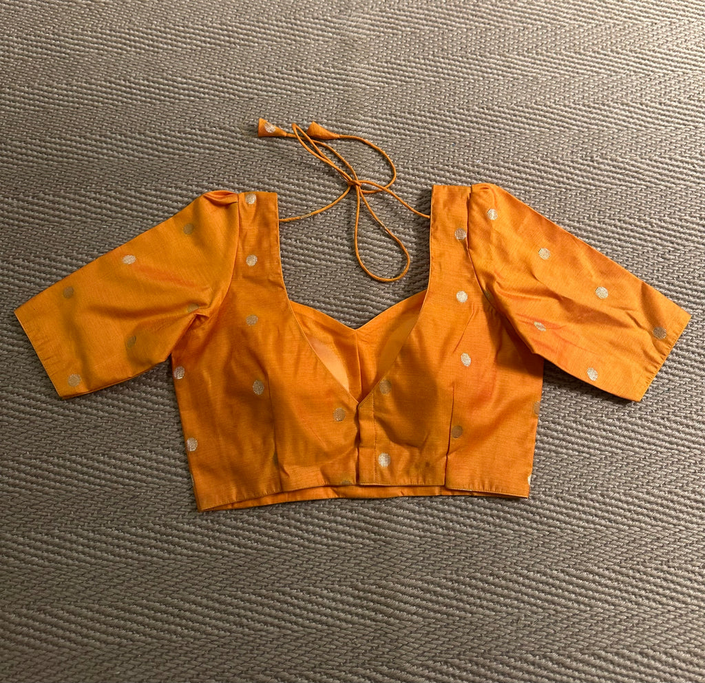 Orange silk cotton blouse with sleeves