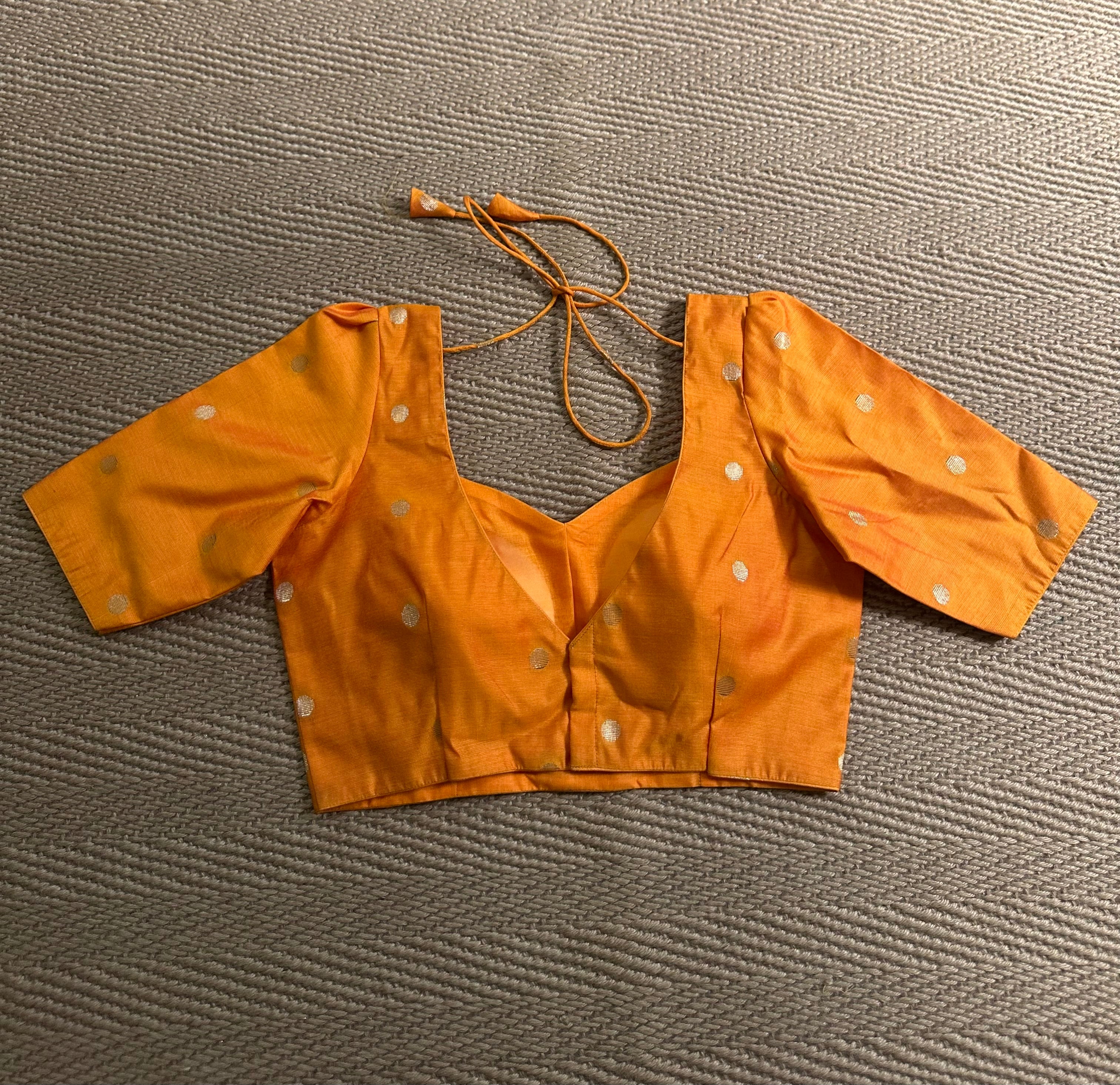 Orange silk cotton blouse with sleeves