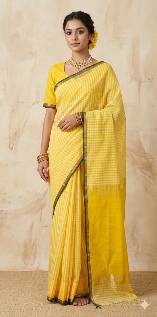 Maheshwari silk saree with stitched blouse