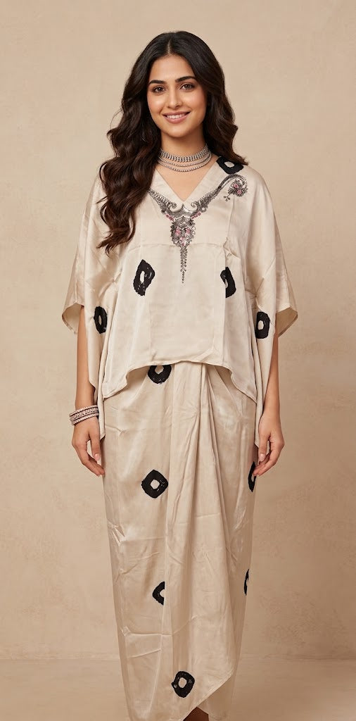 Modal silk drape skirt with top