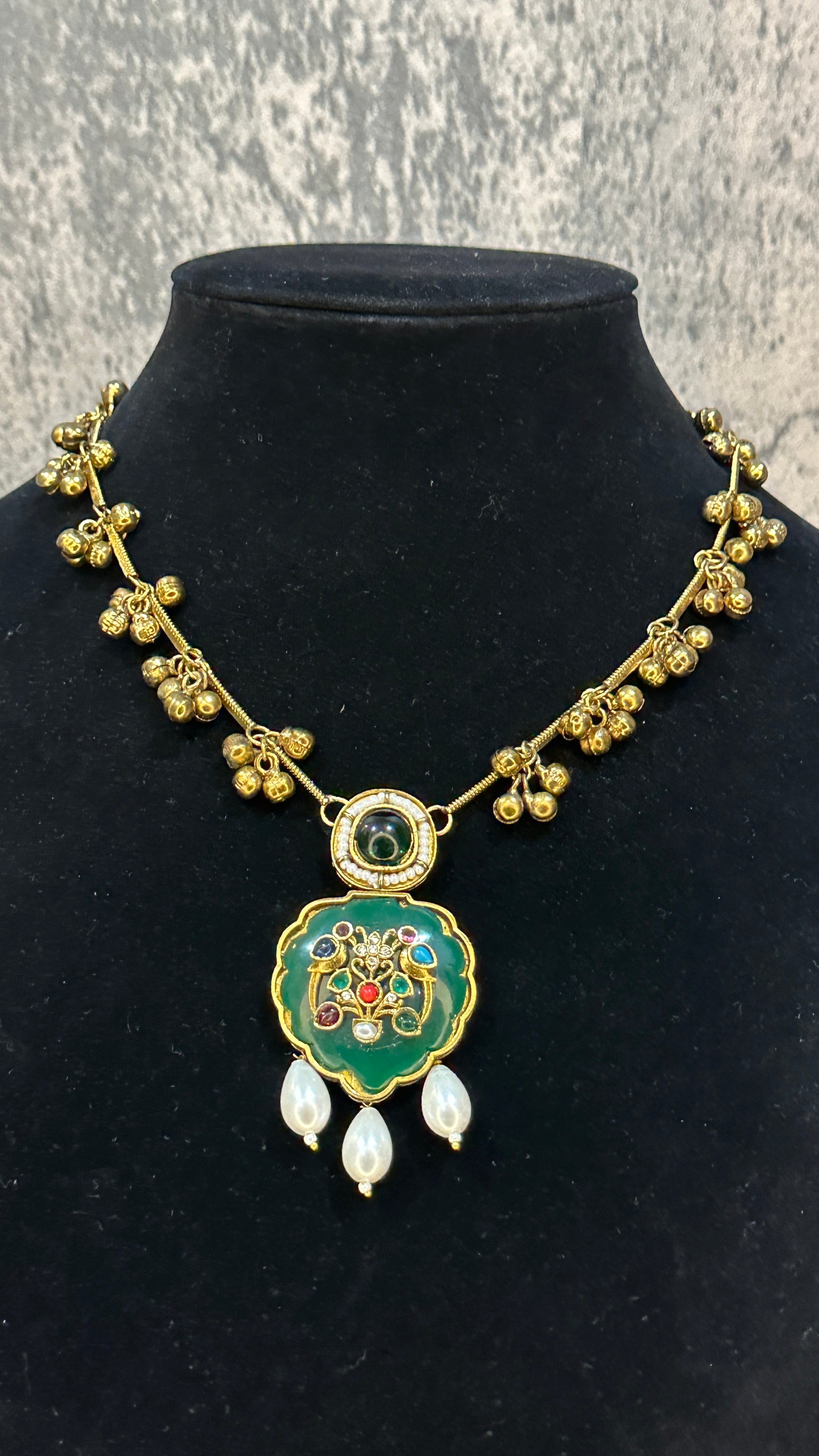 Necklace with Green and multi color stones