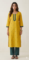 Cotton kurti with mirror work and bottom