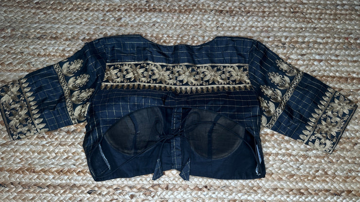 Black silk designer blouse