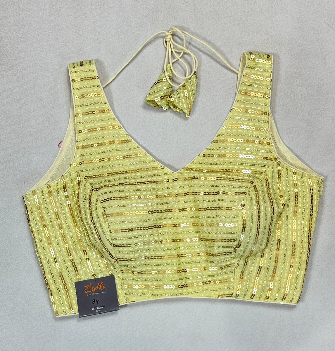 Lemon yellow sequins blouse