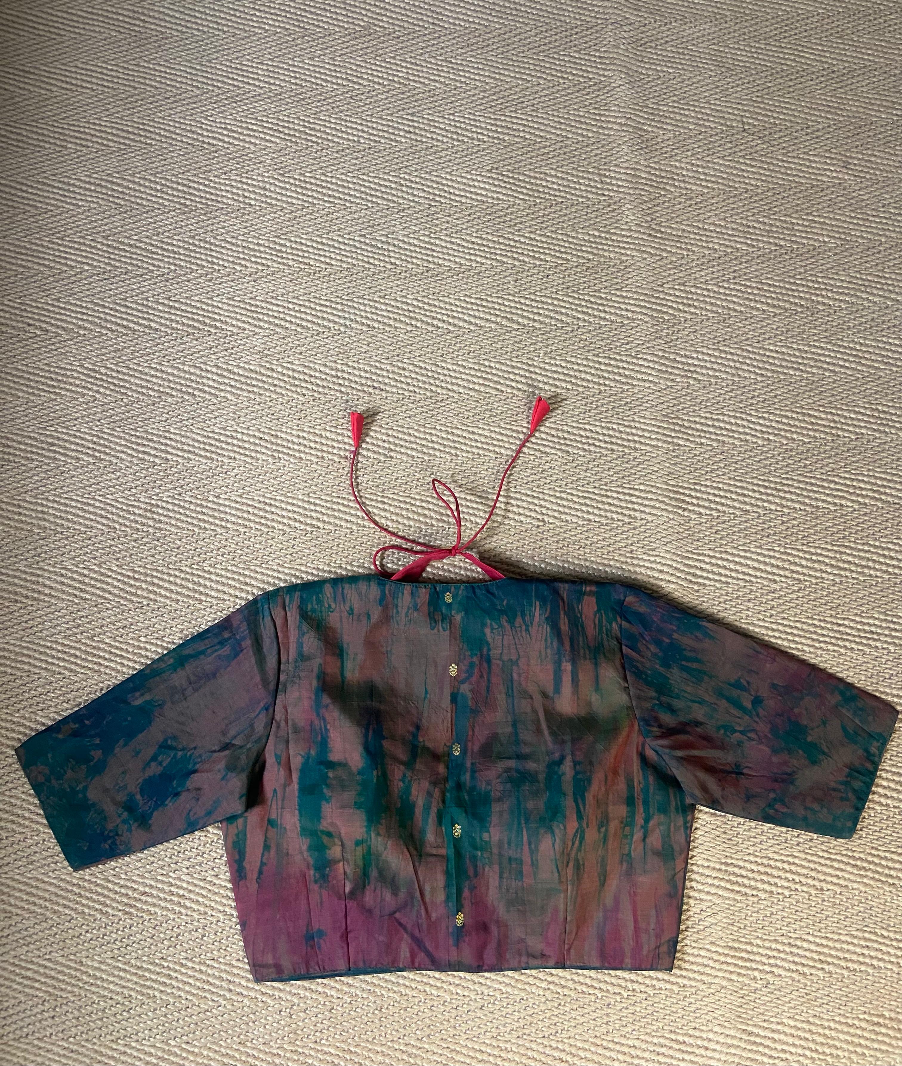 Green and red 2 in one masaba style blouse