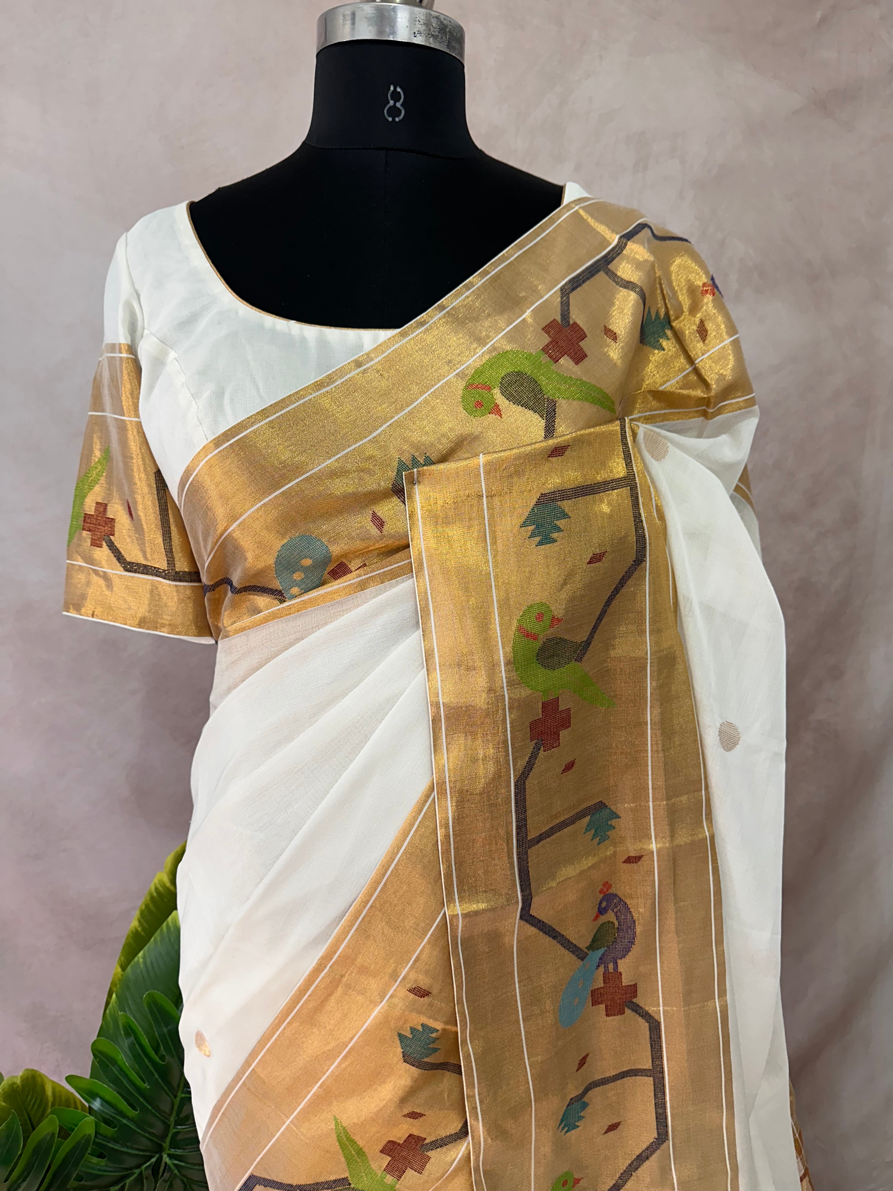 Handloom cotton paithani saree with BP