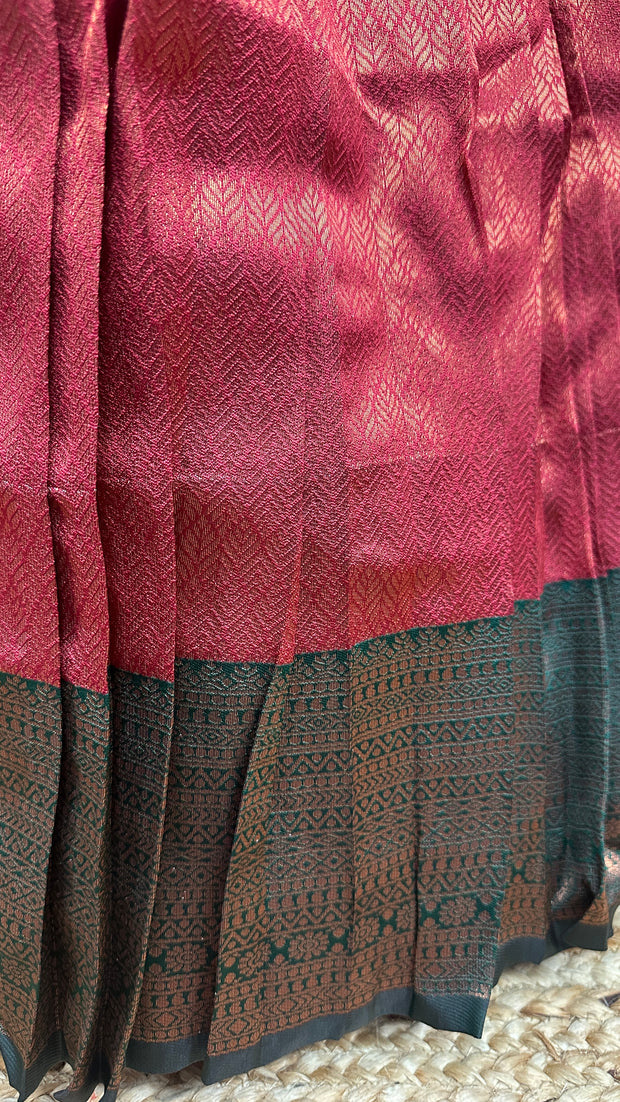 Semi silk brocade dhavani