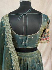 Green tissue lehanga