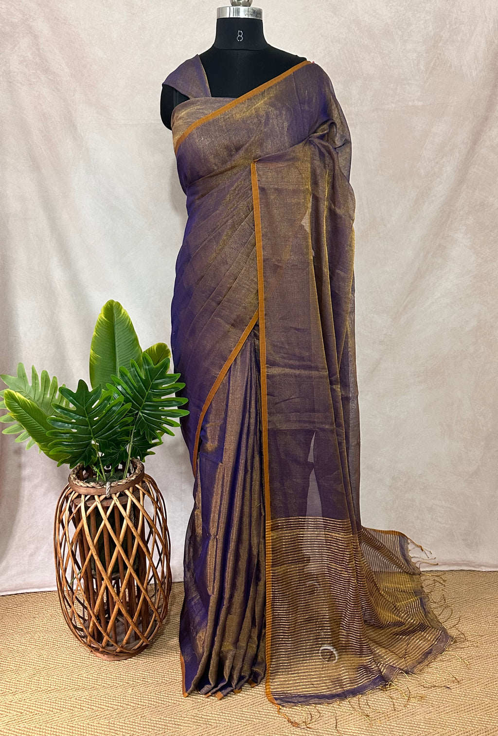 Pure Tissue linen tested Zari saree, no BP