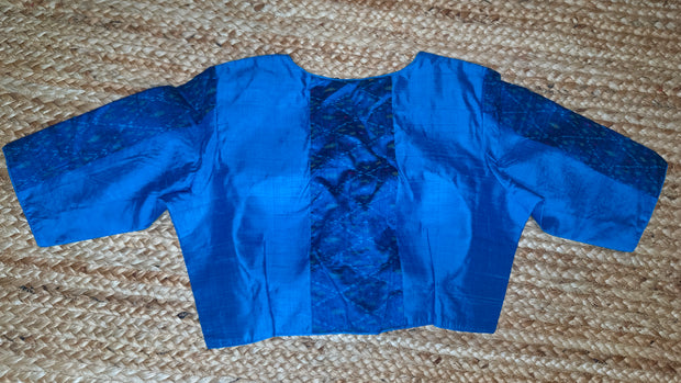Blue raw silk blouse