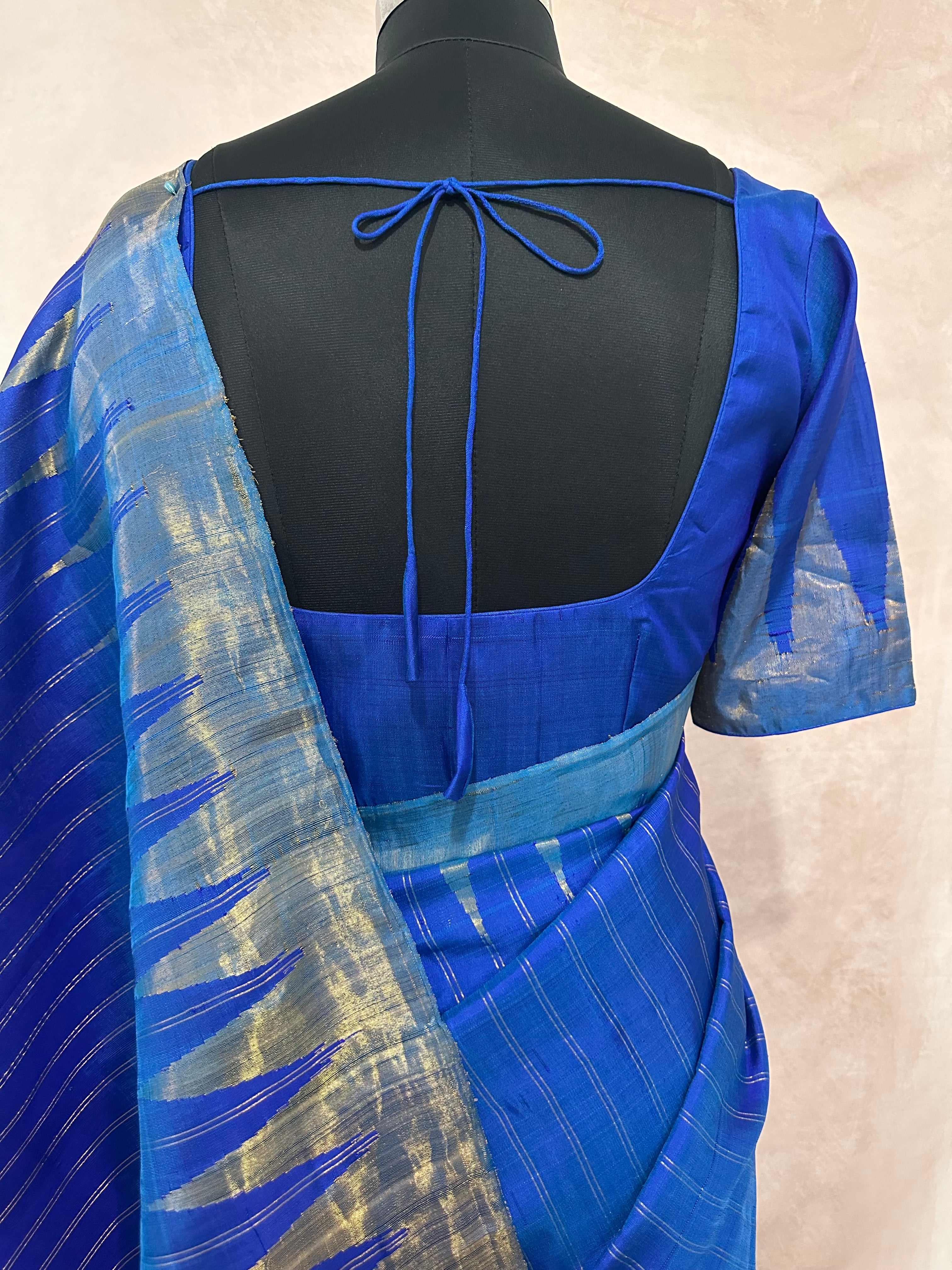 Handloom gadwal pure silk saree with tissue border and stitched blouse