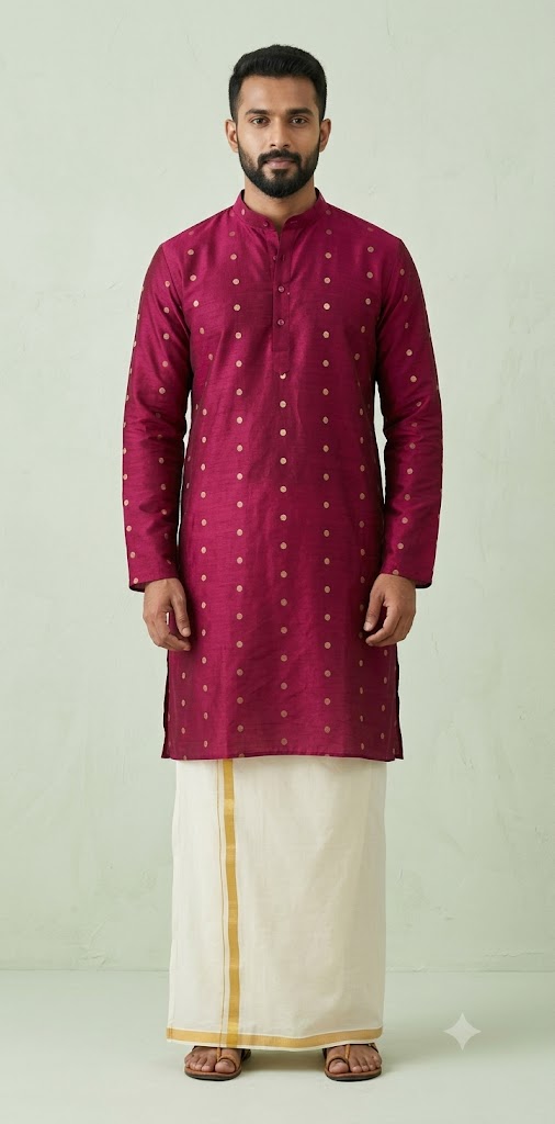 Reddish Maroon cotton silk long kurta