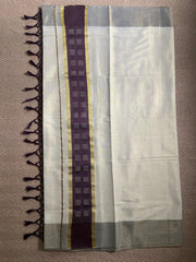 Tissue set saree with Brown border