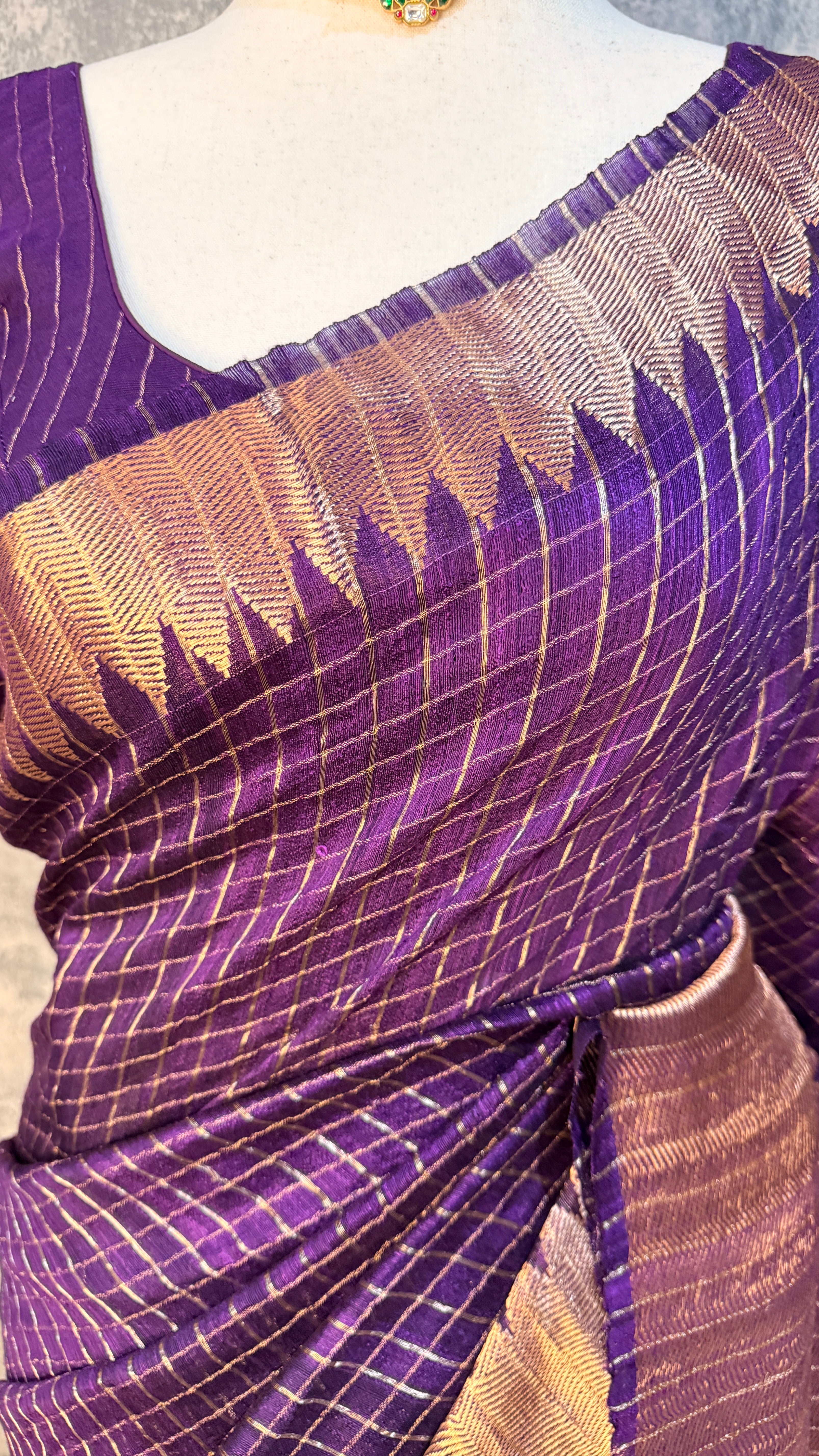 Pure handloom matka silk saaree with stitched blouse