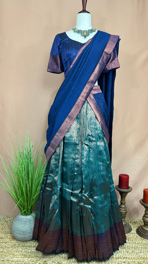 Semi silk brocade dhavani