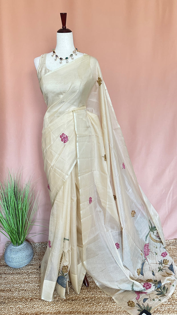Kotta silk saree with hand emboidery, with BP