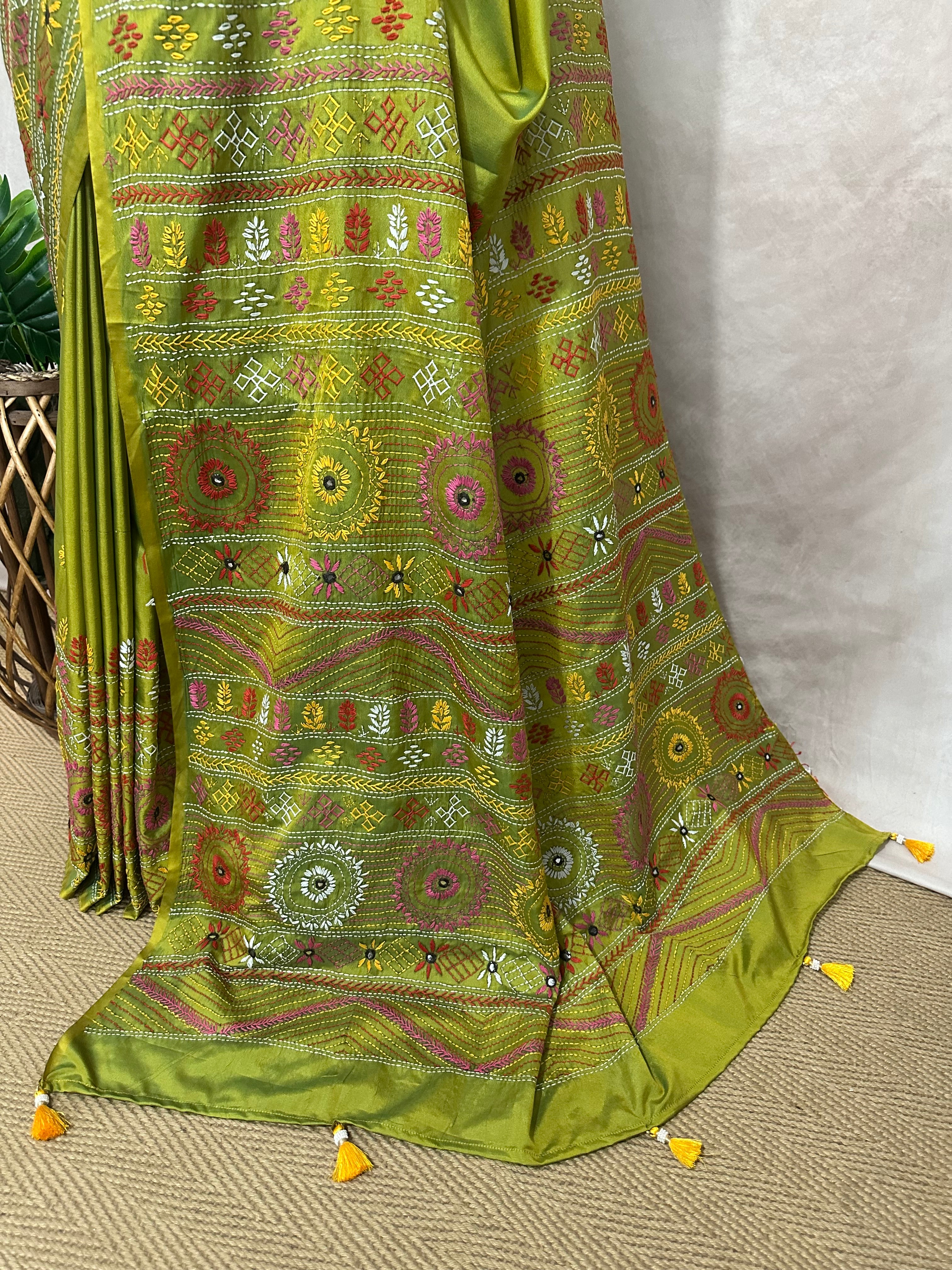 Bangalore silk saree with lambani work, No BP
