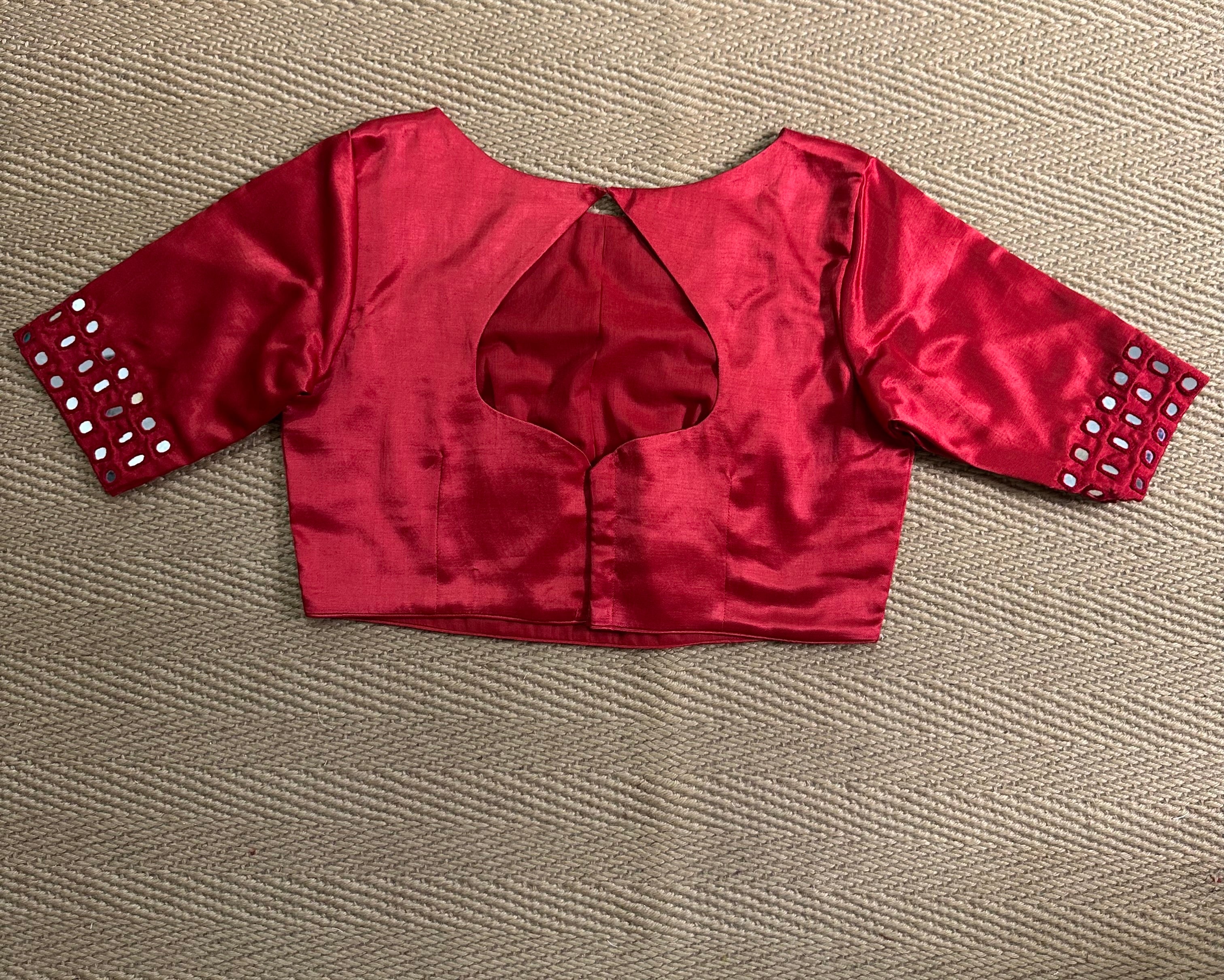 Mashru silk blouse with mirror work