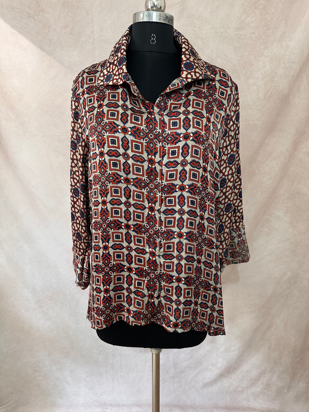 Pure Modal silk shirt with hand block print